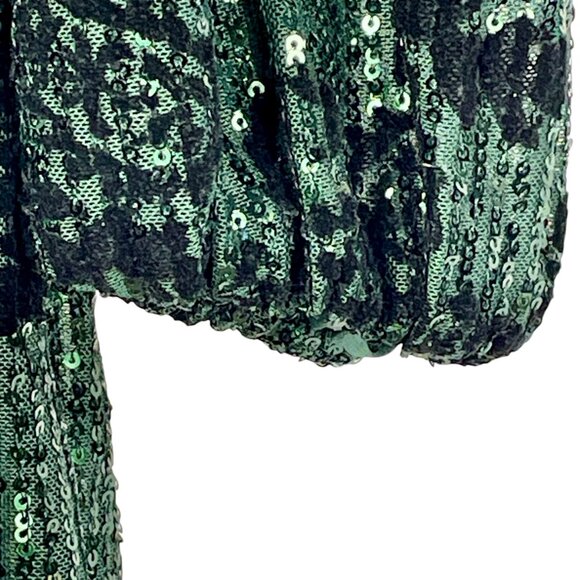 LOFT Emerald Green Velvet Sequin Floral Shift Dress Size 6 WI23 - Picture 8 of 15